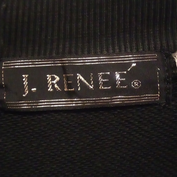 J. Renee Black Embroidery Time Theme Pull Over Sweater With Pockets - Size OS - Picture 4 of 7